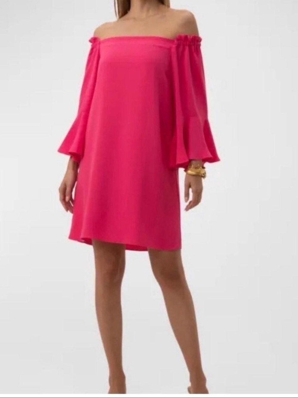 Trina Turk Knox Mini Dress NWT Hot Pink Flared Trumpet Sleeve Size XS